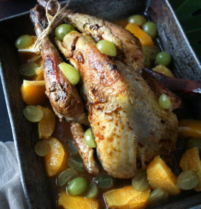 Pintade de Janzé à l’orange et au Cognac