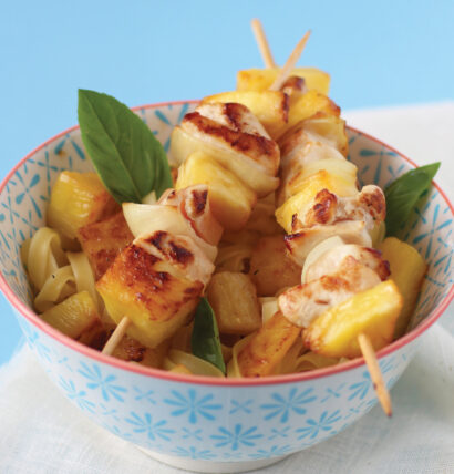 Brochettes de poulet de Janzé à l’ananas