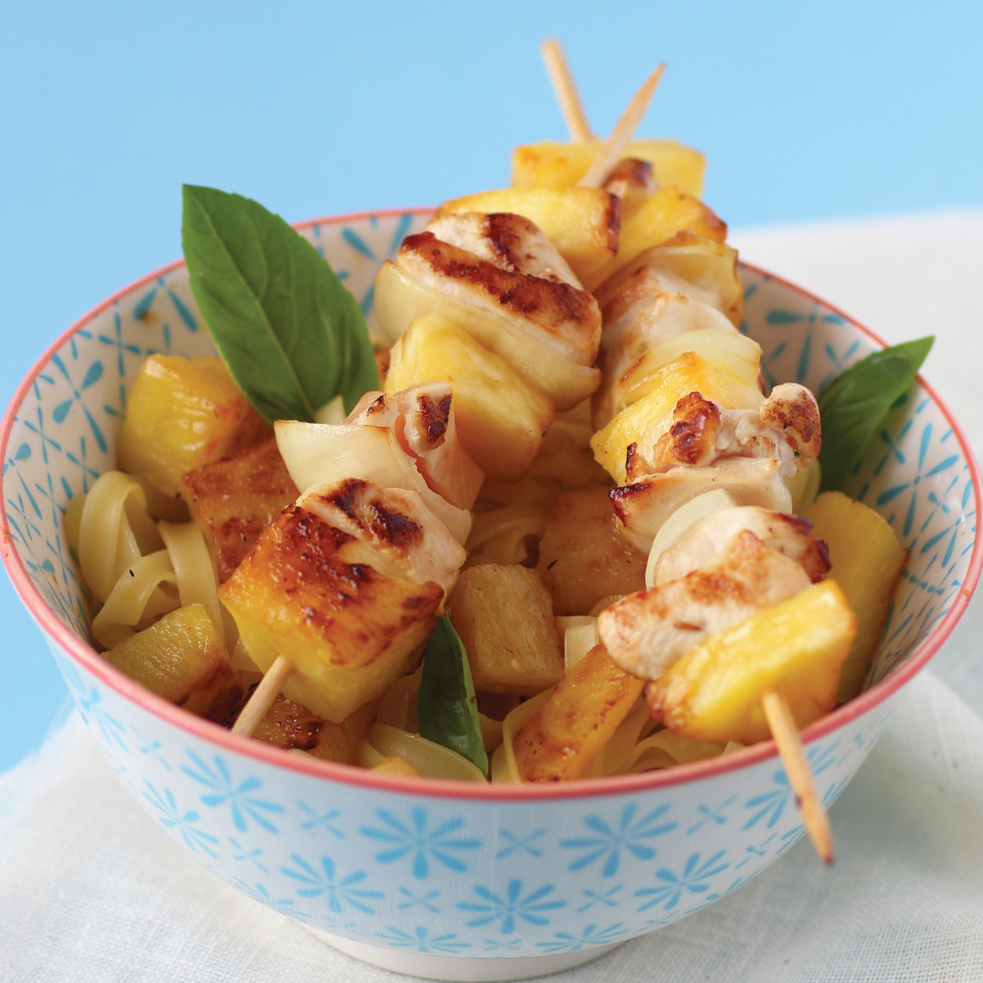 Brochettes de poulet de Janzé à l’ananas