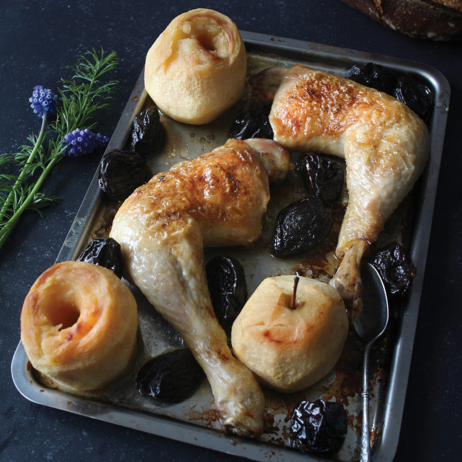 Poulet de Janzé au cidre et aux pommes