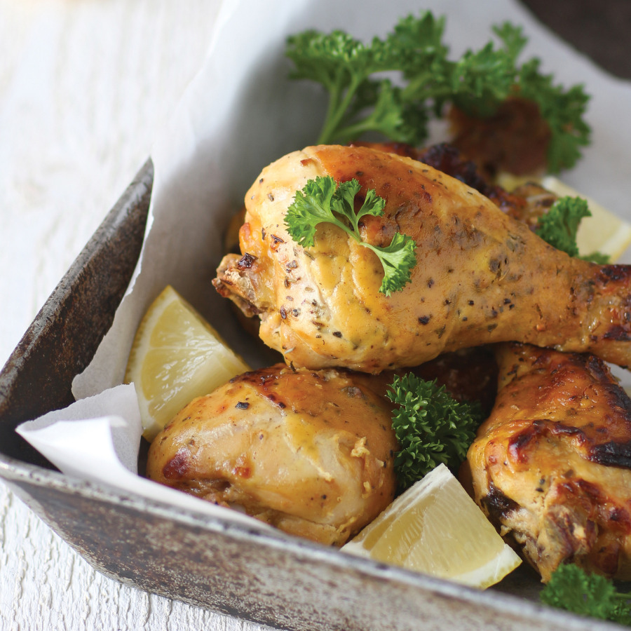 Poulet de Janzé grillé à la moutarde et au citron