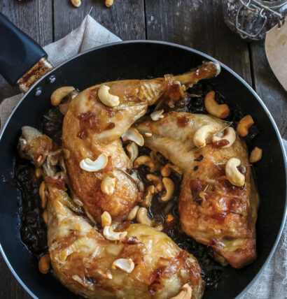 Cuisses de poulet de Janzé oignons & noix de cajou