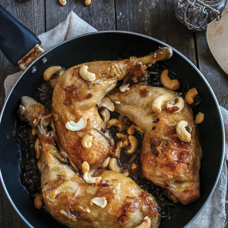 Cuisses de poulet de Janzé oignons & noix de cajou