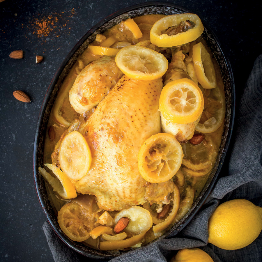 Poulet de Janzé aux épices et citrons confits